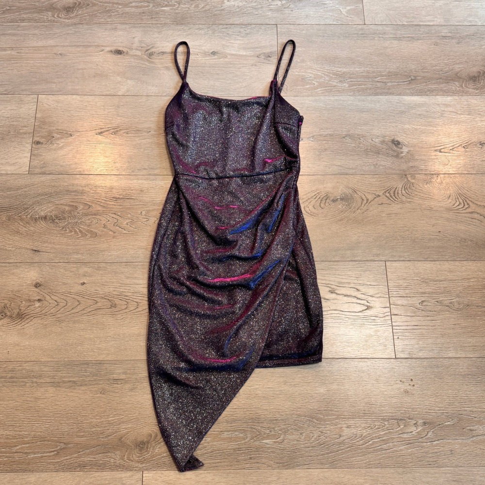 Windsor Dress Size Small S Purple Sparkle Metallic Mini Cocktail Party Bodycon